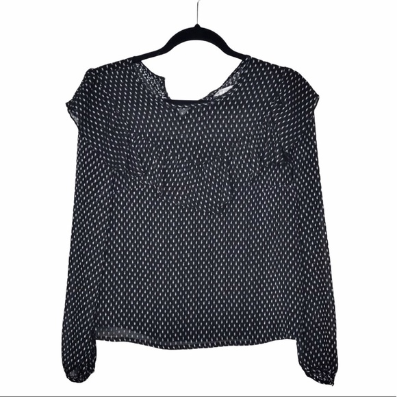 Avec Les Filles Sheer Dot Ruffle Blouse - Picture 1 of 10